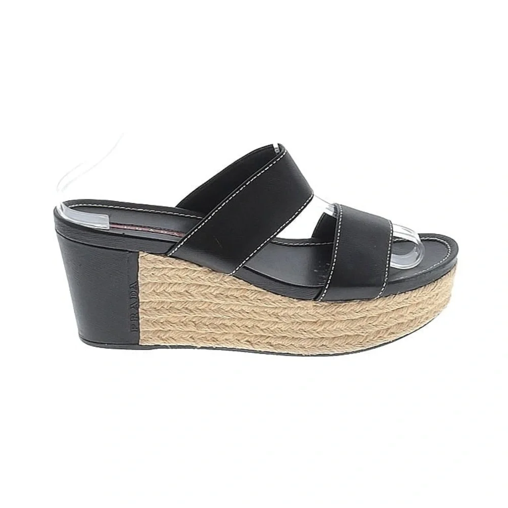 Prada Black Linea Rossa Wedges Sz. 39